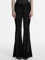 Black Gothic Skull Print Sexy Velvet Pants for Women