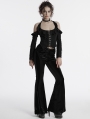 Black Gothic Skull Print Sexy Velvet Pants for Women