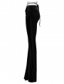 Black Gothic Skull Print Sexy Velvet Pants for Women