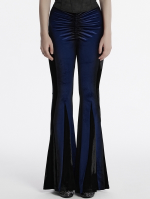 Blue Gothic Gradient Sexy Flared Velvet Pants for Women