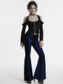 Blue Gothic Gradient Sexy Flared Velvet Pants for Women