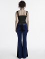 Blue Gothic Gradient Sexy Flared Velvet Pants for Women