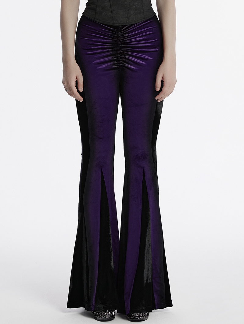 Violet Gothic Gradient Sexy Flared Velvet Pants for Women