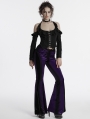 Violet Gothic Gradient Sexy Flared Velvet Pants for Women