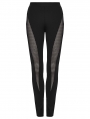 Black Gothic Mesh Splicing Leggings for Women