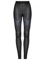 Black Gothic Cyber Skull Gradient Printed Leggings for Women