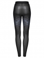 Black Gothic Cyber Skull Gradient Printed Leggings for Women