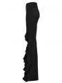 Black Gothic Daily Fitted Ruffle Flared Pants for Women