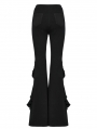 Black Gothic Daily Fitted Ruffle Flared Pants for Women