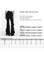 Black Gothic Daily Fitted Ruffle Flared Pants for Women