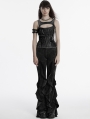 Black Gothic Doomsday Wasteland Flared Pants for Women