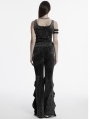 Black Gothic Doomsday Wasteland Flared Pants for Women