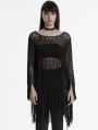 Black Gothic Decadent Hollow Out Tassels Sweater for Women