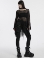 Black Gothic Decadent Hollow Out Tassels Sweater for Women