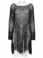 Black Gothic Decadent Hollow Out Tassels Sweater for Women