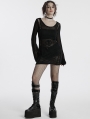 Black Gothic Punk Decadent Sexy Perspective Skull Knit Dress