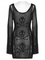 Black Gothic Punk Decadent Sexy Perspective Skull Knit Dress