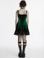 Green Gothic Gradient Cute Velvet Short Dress