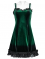 Green Gothic Gradient Cute Velvet Short Dress