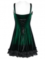 Green Gothic Gradient Cute Velvet Short Dress