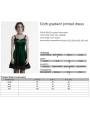 Green Gothic Gradient Cute Velvet Short Dress