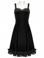 Black Gothic Gradient Cute Velvet Short Dress