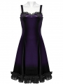 Violet Gothic Gradient Cute Velvet Short Dress