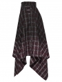 Red and Black Gothic Grunge Gradient Plaid Zip Front Irregular Skirt