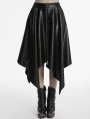 Black Gothic Punk Faux Leather Zip Front Irregular Hem Skirt