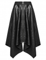 Black Gothic Punk Faux Leather Zip Front Irregular Hem Skirt