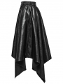 Black Gothic Punk Faux Leather Zip Front Irregular Hem Skirt