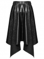 Black Gothic Punk Faux Leather Zip Front Irregular Hem Skirt