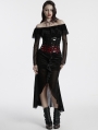 Black Sexy Gothic Off-the-Shoulder Velvet Mesh Long Fishtail Dress