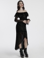 Black Sexy Gothic Off-the-Shoulder Velvet Mesh Long Fishtail Dress