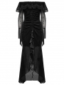 Black Sexy Gothic Off-the-Shoulder Velvet Mesh Long Fishtail Dress