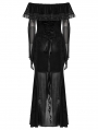 Black Sexy Gothic Off-the-Shoulder Velvet Mesh Long Fishtail Dress