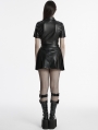 Black Gothic Punk Personalized Pleated Faux Leather Short Skirt