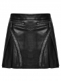 Black Gothic Punk Personalized Pleated Faux Leather Short Skirt