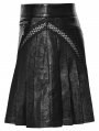 Black Gothic Punk Personalized Pleated Faux Leather Short Skirt