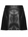 Black Gothic Punk Personalized Pleated Faux Leather Short Skirt