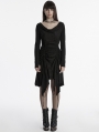 Black Gothic Distressed Long Sleeve Irregular Dress