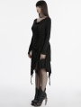 Black Gothic Distressed Long Sleeve Irregular Dress