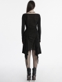 Black Gothic Distressed Long Sleeve Irregular Dress