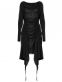 Black Gothic Distressed Long Sleeve Irregular Dress