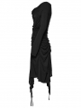 Black Gothic Distressed Long Sleeve Irregular Dress