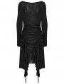 Black Gothic Distressed Long Sleeve Irregular Dress