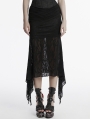 Black Gothic Mesh Patchwork Fishtail Skirt