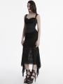 Black Gothic Mesh Patchwork Fishtail Skirt