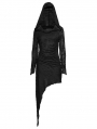 Black Gothic Distressed Irregular Hem Hooded Dress