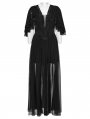 Black Gothic Sexy Deep V-neck Side Split Long Dress